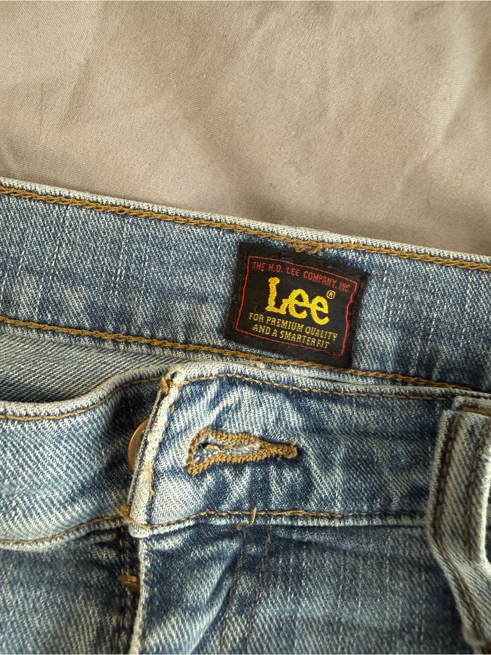 Lee Light Blue Denim Jeans with Yellow Stitching Detail